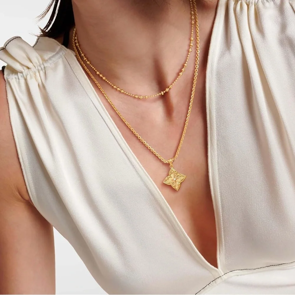 Gold Cz Clover Necklace - Picture 6 of 6